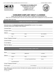 Consumer Complaint About a Licensee-California Board of Accountancy