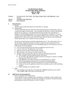 Revised[removed]Act 264 Advisory Board 95 South Main Street, Waterbury April 10, [removed]:00 – 1:00