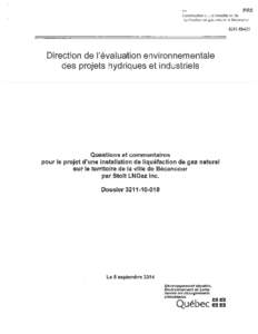 PR5 Construction d’une installation de liquéfaction de gaz naturel à Bécancour[removed]