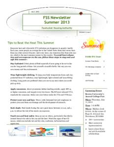 July 1, 2013  FSS Newsletter Summer 2013 Pawtucket Housing Authority Volume 6, Issue 1