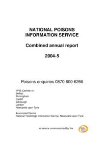 NATIONAL POISONS INFORMATION SERVICE Combined annual reportPoisons enquiries