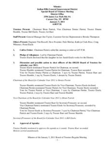 Minutes Indian Hills General Improvement District Special Board of Trustees Meeting District Office 3394 James Lee Park Rd. #A Carson City, NV 89705