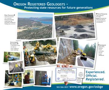 Oregon Registered Geologists –  Protecting state resources for future generations Mineral Resources  Water Resources