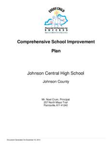 Comprehensive School Improvement Plan Johnson Central High School Johnson County