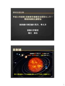  平成26年度第2回都東京健康安全研究センター 環境保健衛生講習会 放射線の測定値の見方、考え方 首都大学東京 福士 政広