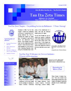 Volume 4, Issue 1  October 19, 2008 Zeta Phi Beta Sorority, Inc. — Tau Eta Zeta Chapter