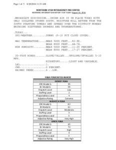 Page 1 of:33 AM NORTHERN UTAH INTERAGENCY FIRE CENTER MORNING INFORMATION REPORT FOR TODAY August 20, 2016