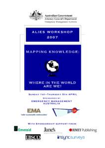 ALIES WORKSHOP 2007 MAPPING KNOWLEDGE:  W H E R E I N T H E WO R L D