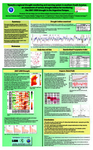Towards a regional drought monitoring and warning system in southern South America: an assessment of various drought indices for monitoring the[removed]drought in the Argentine Pampas Presenter: Hernán Veiga, Servicio