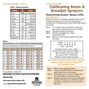 POCKETGUIDE  POCKETGUIDE - PAGE 4 Calibrating Boom & Broadjet Sprayers