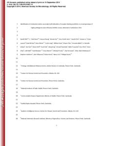 JVI Accepts, published online ahead of print on 10 September 2014 J. Virol. doi:JVICopyright © 2014, American Society for Microbiology. All Rights Reserved. 1