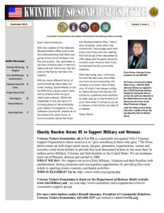 Volume 1, Issue 1  September 2012 A newsletter for the Veterans, their families of the Salt River Pima-Maricopa Indian community.