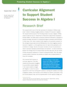 Curricular Alignment to Support Student Success in Algebra I (PDF)