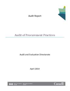 Audit Report  Audit of Procurement Practices Audit and Evaluation Directorate