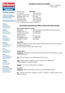 MATERIAL SAFETY DATA SHEET Issued[removed]Code: Amber Product Name: Macrofix