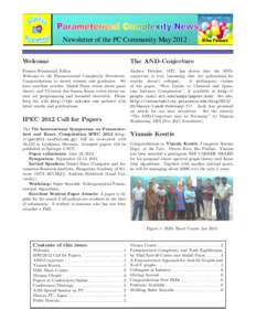 Newsletter of the PC Community May 2012    Welcome