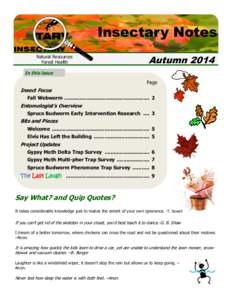 Insectary Notes Natural Resources Forest Health Autumn 2014