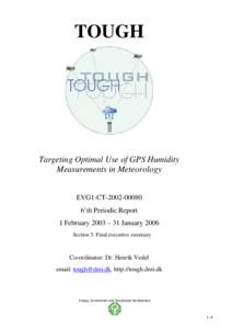 TOUGH  Targeting Optimal Use of GPS Humidity Measurements in Meteorology EVG1-CT[removed]’th Periodic Report