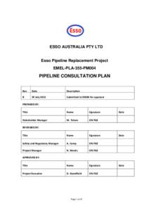 ESSO AUSTRALIA PTY LTD  Esso Pipeline Replacement Project EMEL-PLA-355-PM004  PIPELINE CONSULTATION PLAN