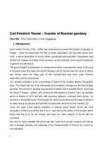 Carl Friedrich Tenner – founder of Russian geodesy Tõnu Viik - Tartu Observatory, e-mail: [removed]