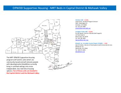 OPWDD Supportive Housing - MRT Beds in Capital District & Mohawk Valley