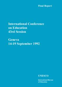 Final Report  International Conference on Education 43rd Session Geneva