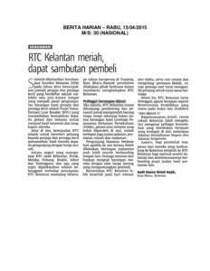 BERITA HARIAN – RABU, M/S: 30 (NASIONAL) BERITA HARIAN – RABU, M/S: 30 (NASIONAL)