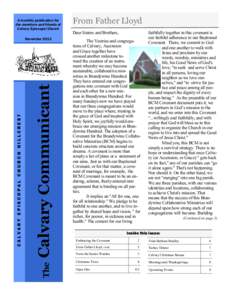A monthly publication for the members and friends of Calvary Episcopal Church Calvary Communicant The