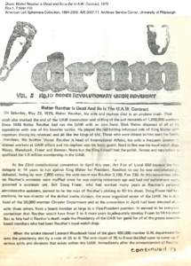 Drum: Walter Reuther is Dead and So is the U.A.W. Contract, 1970 Box 1, Folder 106 American Left Ephemera Collection, [removed], AIS[removed], Archives Service Center, University of Pittsburgh Drum: Walter Reuther is Dea