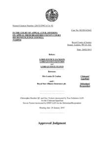 Neutral Citation Number: [2015] EWCA Civ 92 Case No: B2IN THE COURT OF APPEAL (CIVIL DIVISION) ON APPEAL FROM BRADFORD COUNTY COURT HIS HONOUR JUDGE GOSNELL 3YJ68926