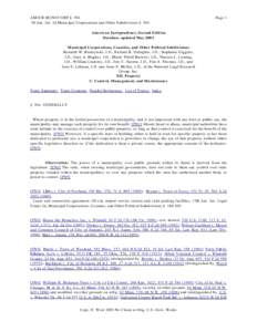 AMJUR MUN CCORP § Am. Jur. 2d Municipal Corporations and Other Subdivisions § 504 Page 1  American Jurisprudence, Second Edition