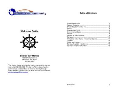 Table of Contents  Welcome Guide Shelter Bay Marina ...................................................................... 1 Table of Contents ........................................................................ 2