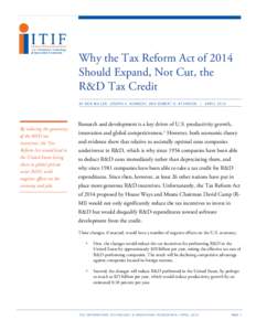 Why the Tax Reform Act of 2014 Should Expand, Not Cut, the R&D Tax Credit