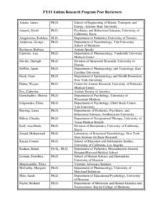 FY13 Autism Research Program Peer Reviewers Adams, James Ph.D.  Amaral, David