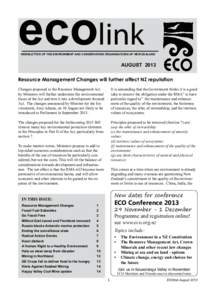 ecolink  newsletter of the Environment and conservation organisations of new zealand 