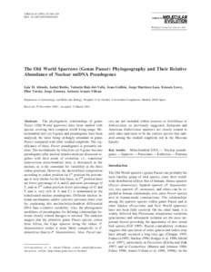 J Mol Evol:144–154 DOI: s002390010202 © Springer-Verlag New York IncThe Old World Sparrows (Genus Passer) Phylogeography and Their Relative