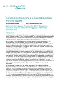 Competition Guidelines: empirical methods working papers Ref Code: Q5-017-LGW04 Date of issue: 12 January 2011