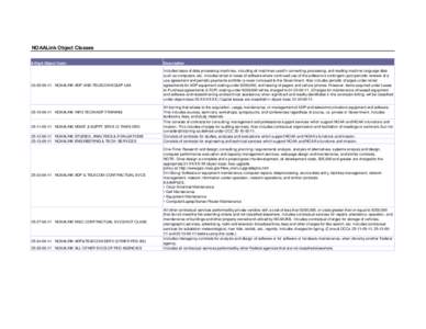 NOAALink Object Classes 8-Digit Object Code DescriptionNOAALINK ADP AND TELECOM EQUIP LEA