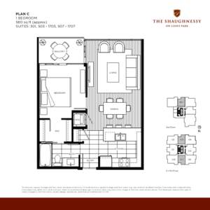 PLAN C 1 BEDROOM 580 sq ft (approx) SUITES: 301, [removed], [removed]BALCONY