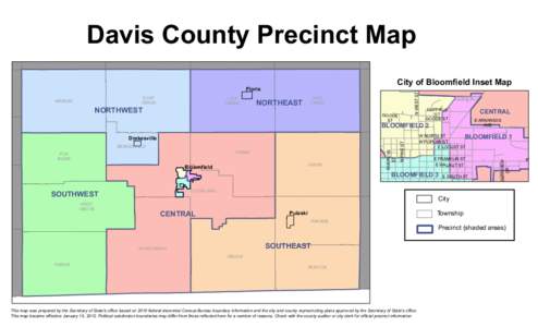 Davis County Precinct Map Keokuk IA Washington IA  City of Bloomfield Inset Map