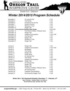 Winter[removed]Program Schedule