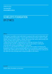 Anna Piazza Universität Erfurt  Scheler’s foundation of ethics