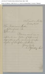 Letter from S.T. Gordon & Son to Morrison Foster, May 9, 1889 Foster Hall Collection, CAM.FHC[removed], Center for American Music, University of Pittsburgh. 