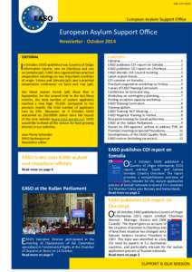 ISSN: [removed]European Asylum Support Office European Asylum Support Office Newsletter - October 2014