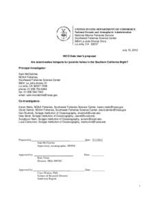 UNITED STATES DEPARTMENT OF COMMERCE National Oceanic and Atmospheric Administration National Marine Fisheries Service Southwest Fisheries Science Center 8604 La Jolla Shores Drive La Jolla, CA 92037