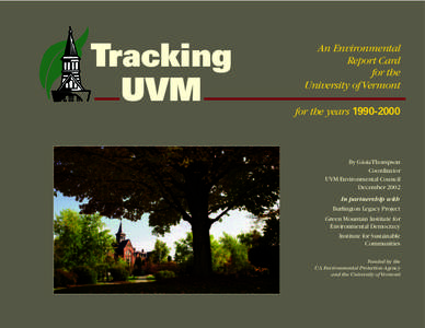 Tracking UVM An Environmental Report Card for the