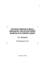 1  THE SYRIAN CHRISTIANS OF KERALA: