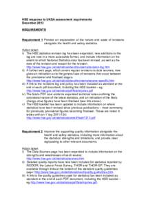 HSE response to UKSA assessment requirements December 2013 REQUIREMENTS Requirement 1 Provide an explanation of the nature and scale of revisions alongside the health and safety statistics. Action taken