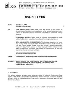 DSA Bulletin - Detectable Warnings