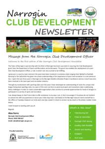 Narrogin CLUB DEVELOPMENT NEWSLETTER Edition 1 —  Edition 1— Autumn 2015